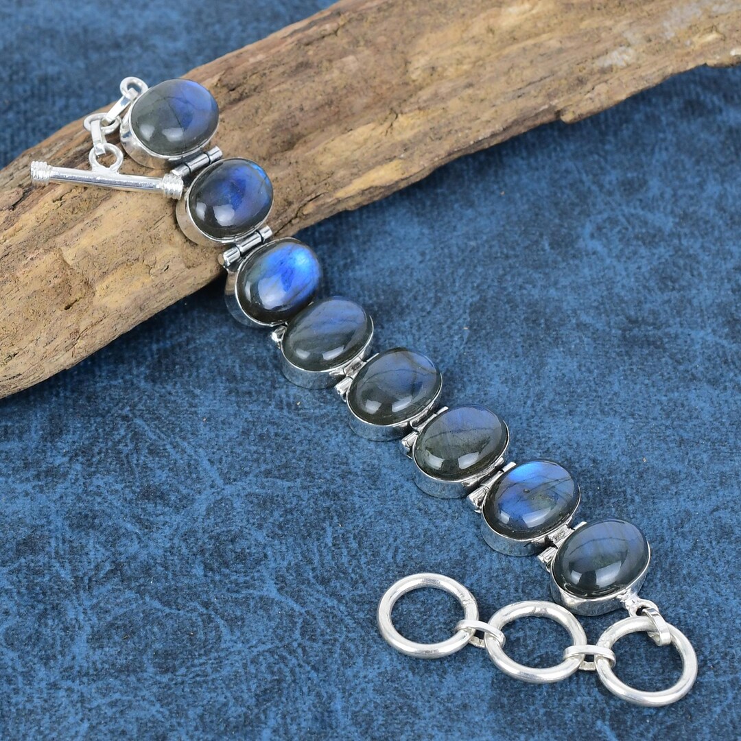 Bracelet Imposant En Labradorite Et Argent 925 - Magnifique, Neuf Sans Emballage
