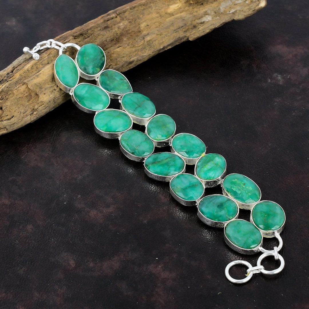 Handmade Zambian Emerald Bracelet: 925 Sterling Silver Gemstone - Etsy
