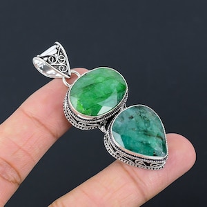 Zambian Emerald | Gemstone Handmade 925 Sterling Silver Jewelry Pendant | Gift Pendant | Emerald Pendant | Silver Jewelry Pendant Necklace