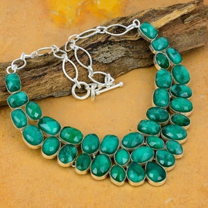Handmade Zambian Emerald Necklace: 925 Sterling Silver Gemstone