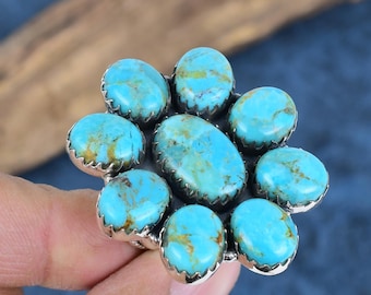 Kingman Turquoise Spiny Oyster Ring: 925 Sterling Silver Statement Jewelry