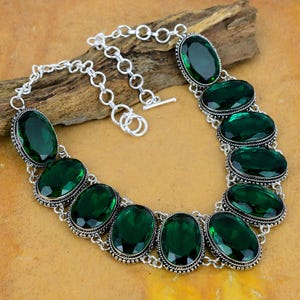 Chrome Diopside Gemstone Handmade 925 Sterling Silver Necklace 925 Stamped Gemstone Chrome Diopside Silver Necklace Gift For Girl Friend