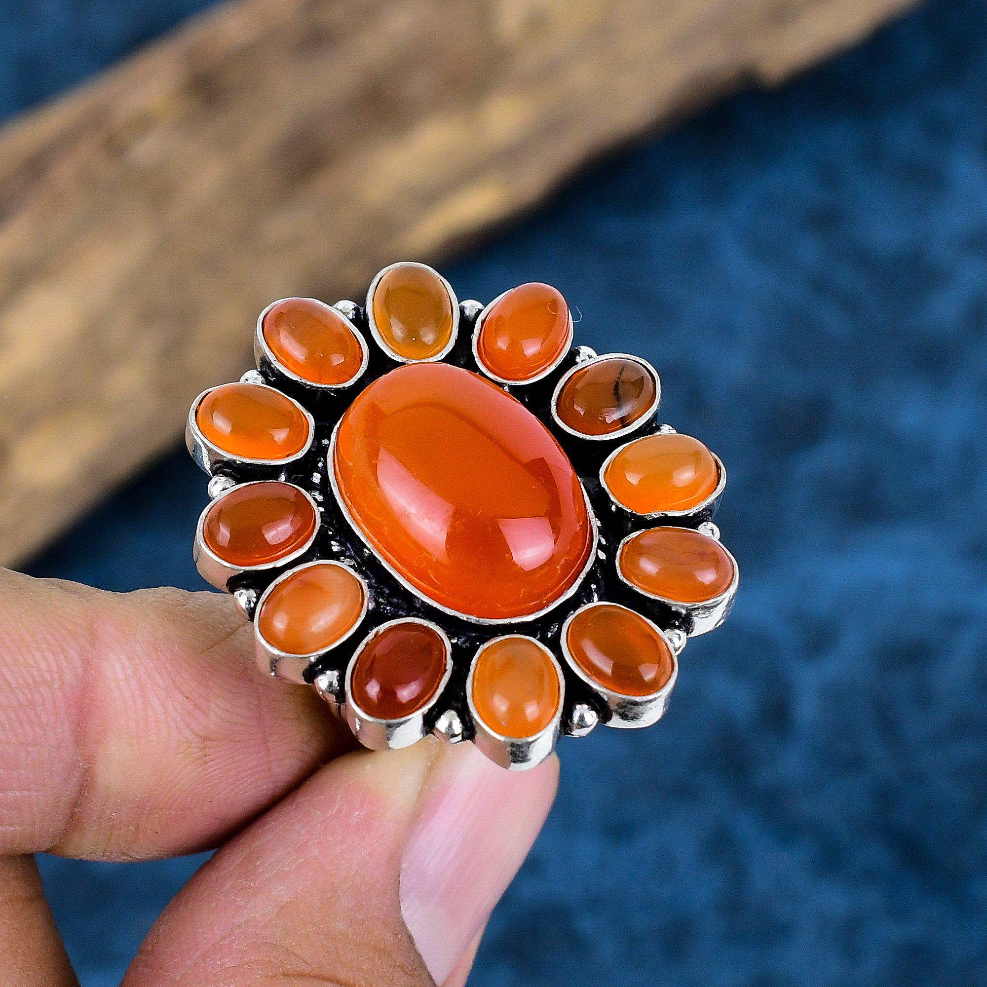 オレンジ色の石の指輪 - Etsy 日本