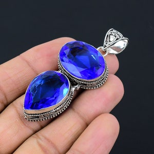 Handmade Blue Topaz 925 Sterling Silver Pendant