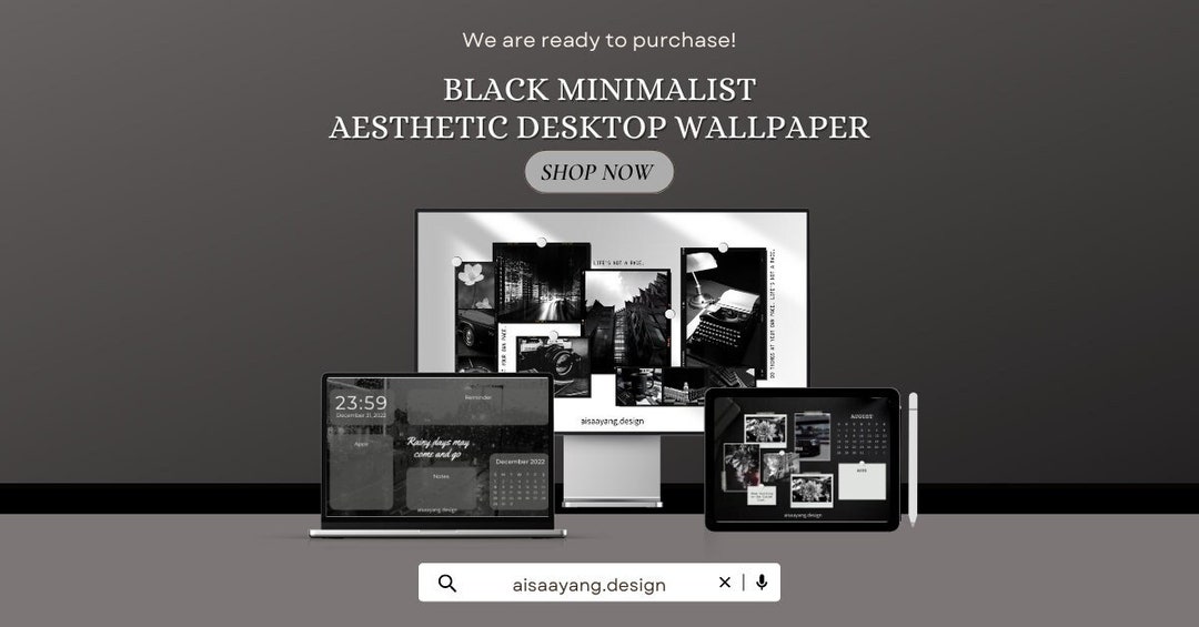 Black Minimalist Aesthetic Desktop Wallpaper - Etsy
