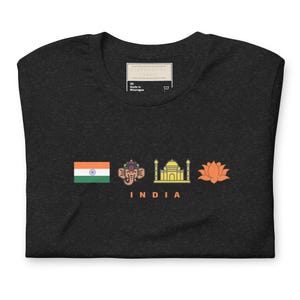 India Printed T-Shirt | Taj Mahal, Elephant, Lotus Icons | Premium Streetwear Tee | Ideal Gift for India Lovers