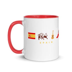 Spain Mug – Spanish Flag Bull Flamenco Guitar Icons – Cultural Gift for Spain Lovers, Travelers & Flamenco Fans