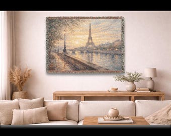 Eiffelturm Wandteppich, Seine, Französische Impressionistische Webdecke