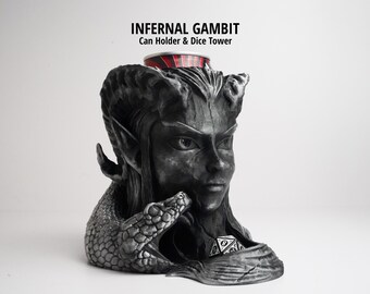 3D Printed Dice Tower & Can Holder: Infernal Gambit DnD Accessory