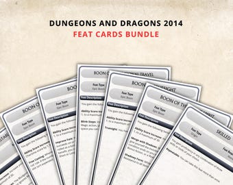 DnD 5e Feat Cards: Printable Character Reference (PDF Download)