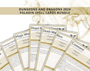 Paladin Spell Cards 5e: D&D Spell Book (Digital Download, 2024 Ruleset)