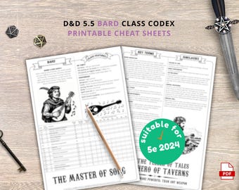 Bard Class Cheat Sheet: DnD 5e Reference Guide (2024 PDF Download)