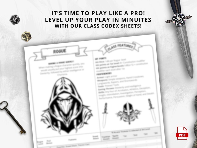 Dnd 5e Rogue Class Codex | Printable Player Aid PDF (cheat Sheets) - Etsy