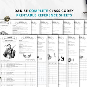 DnD 5e Complete Class Codex Bundle | 13 Class Cheat Sheets | DnD Player Aid PDF | Tabletop RPG Reference Sheets