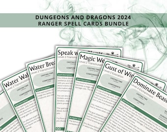 Ranger Spell Cards 5e: D&D Spell Book (Digital Download, 2024 Ruleset)