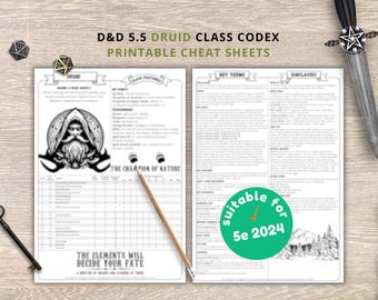 Druid 5e Cheat Sheet: Dungeons and Dragons Class Guide (PDF Download 2024 Edition)