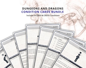 Printable DnD 5e Condition Cards, 2014 & 2024 Rules, Digital, DM Tools