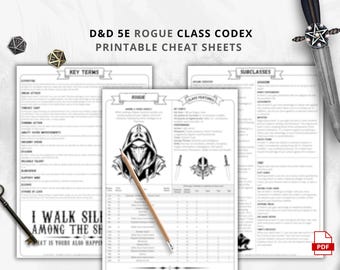 DnD 5e Rogue Class Codex | Printable Player Aid PDF (Cheat Sheets)