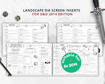 Dungeon Master 5e Cheat Sheet: Landscape Quick Reference (Printable PDF)