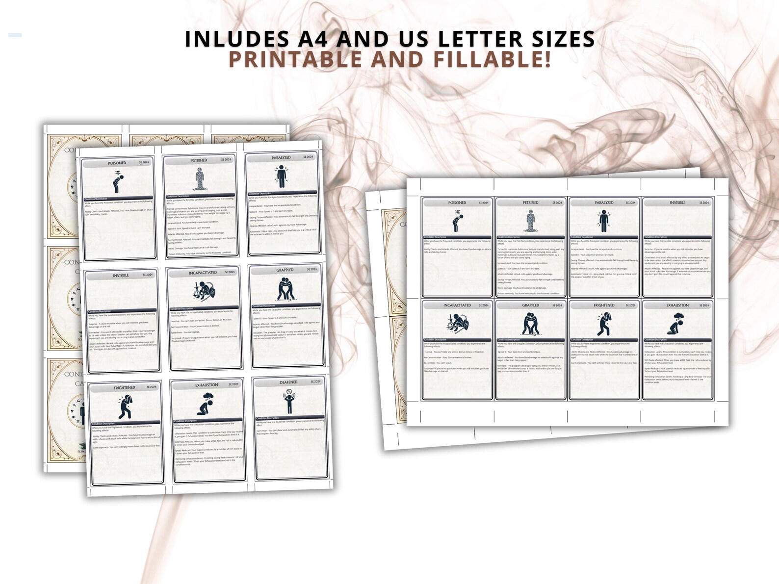 Printable Dnd 5e Condition Cards, 2014 & 2024 Rules, Digital, DM Tools ...