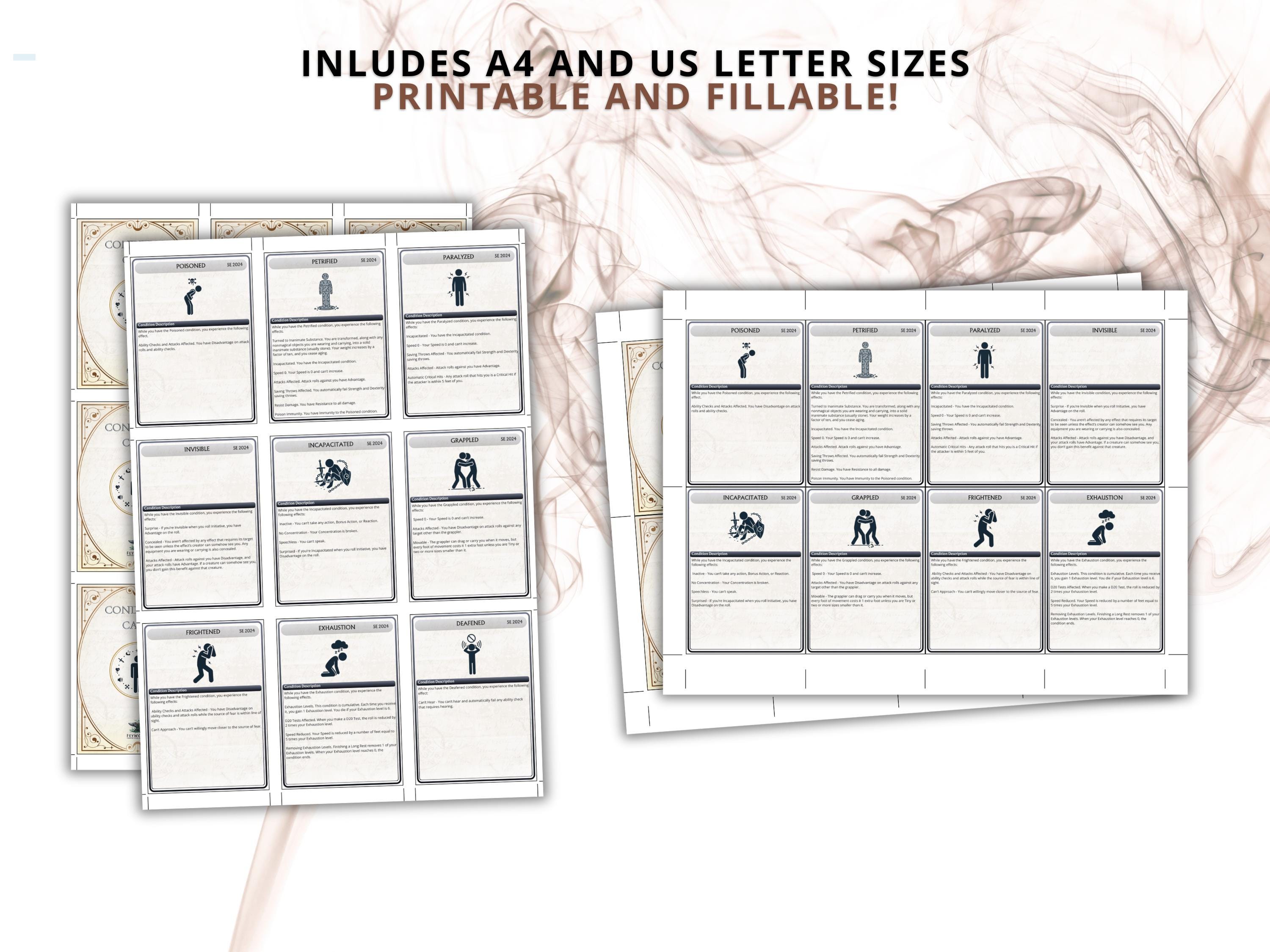 Dnd Condition Reference Printable Dnd 5e Condition Cards, 2014 & 2024 Rules, Digital, DM Tools ...