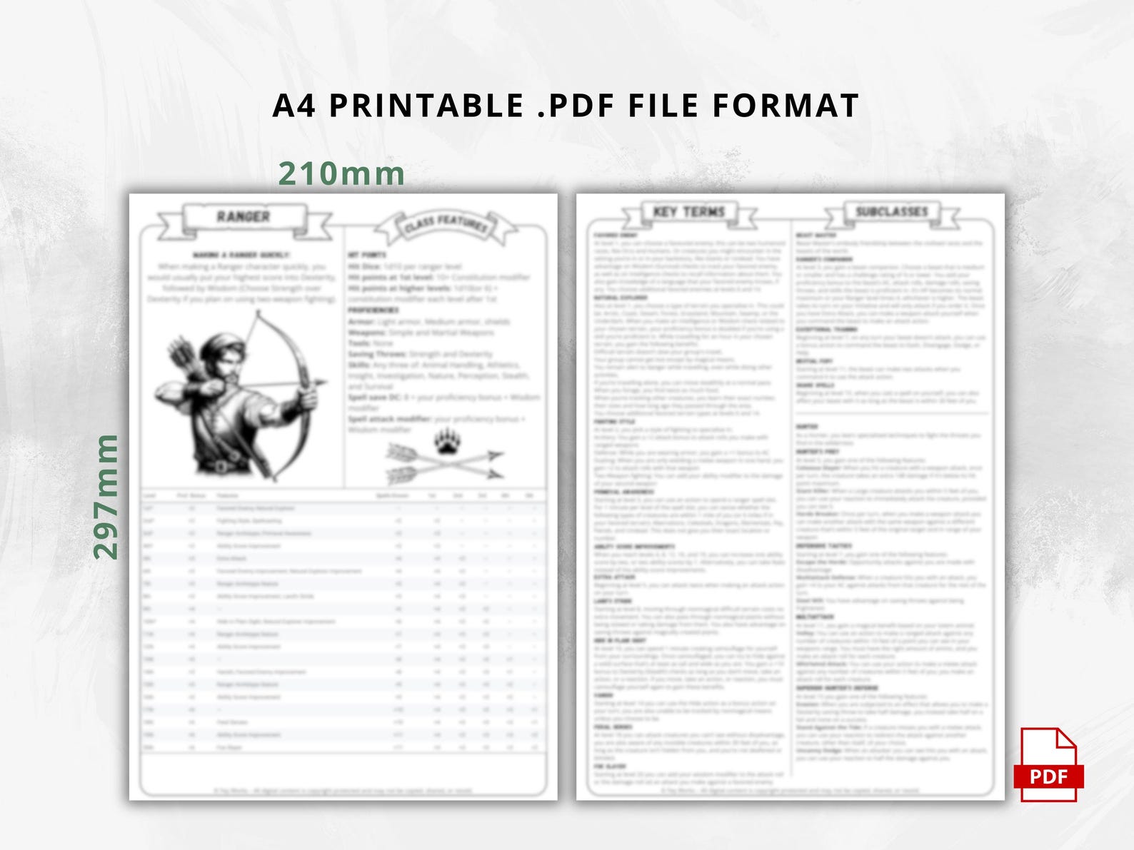 Dnd 5e Ranger Class Codex Printable | Ranger Cheat Sheet | Dnd Player ...