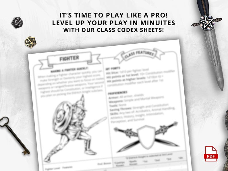 Dnd 5e Fighter Class Codex Printable | Fighter Cheat Sheet | Dnd Player ...