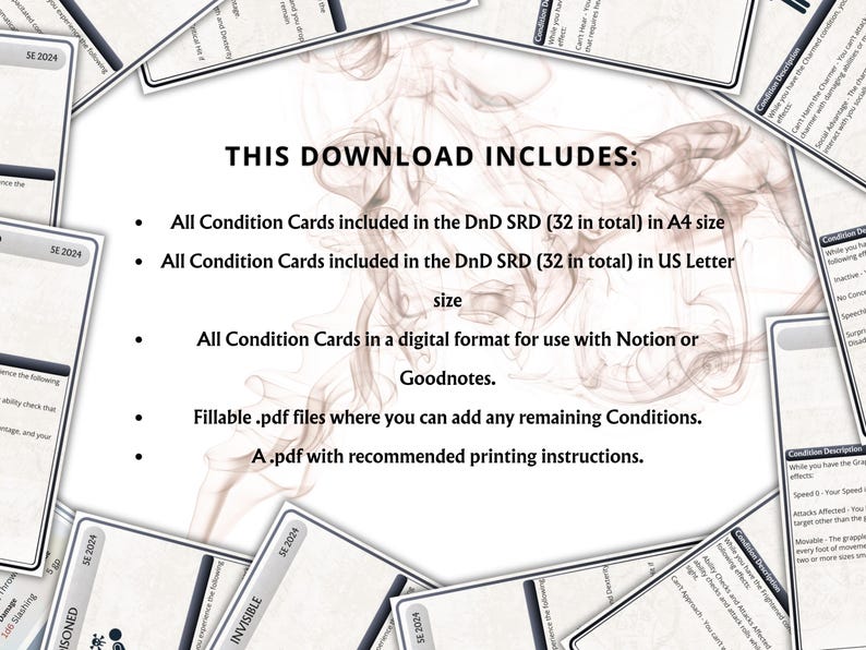 Mp Condition Card Examples Printable Dnd 5e Condition Cards, 2014 & 2024 Rules, Digital, DM Tools ...