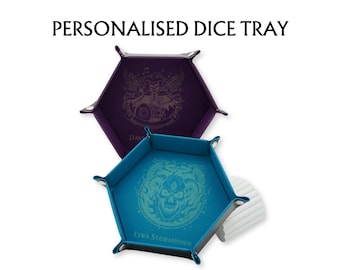 Custom Engraved Dice Tray | Faux Leather RPG Rolling Accessory (DnD)