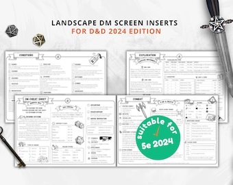 Dungeon Master 5e Cheat Sheet: Landscape Quick Reference (Printable PDF 2024 Update)