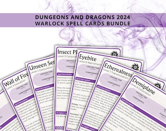 Warlock Spell Cards 5e: D&D Spell Book (Digital Download, 2024 Ruleset)
