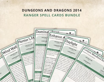 Ranger Spell Cards 5e - Dungeons and Dragons (Digital Download)