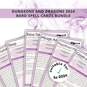 Bard DnD Spell Cards 5e 2024 New Digital Download - Dungeons and Dragons 5e - D&D Spell Book - Bard Spell Deck