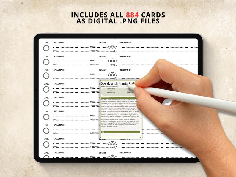 Complete Dnd 5e Spell Cards: All Classes, 884 Spells (digital Download ...
