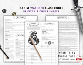 D&D 5e Warlock Class Codex | Afdrukbare pdf-spelerhulpmiddel