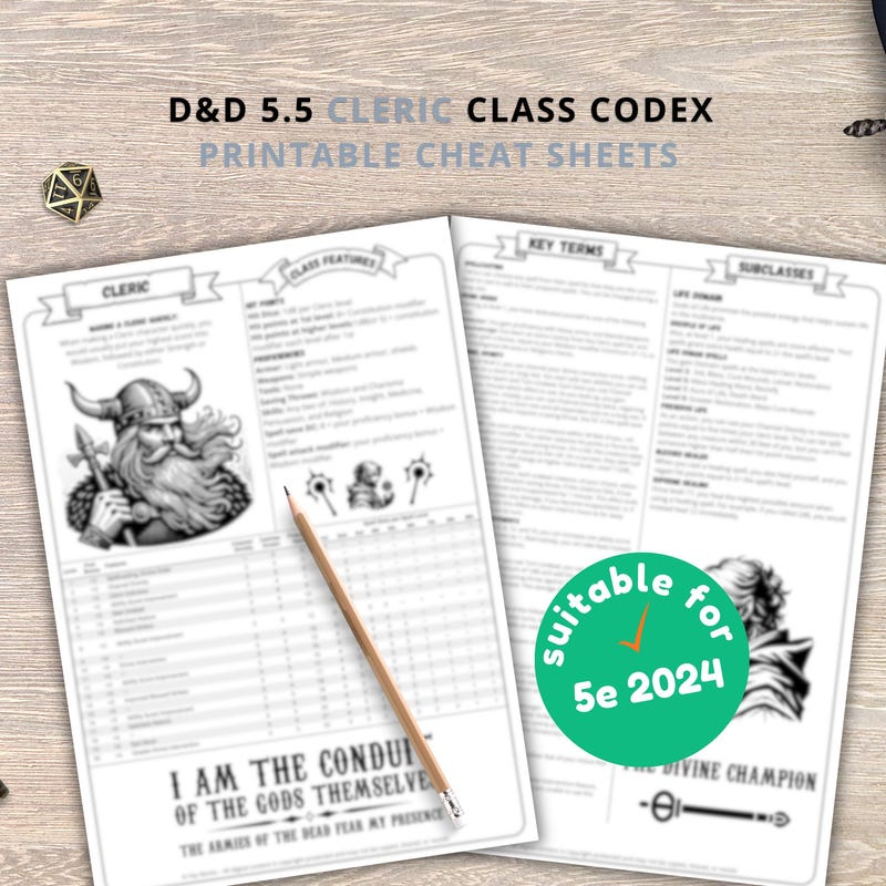 Cleric Cheat Sheet - Etsy