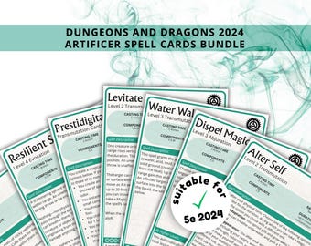 Artificer Spell Cards 5e: D&D Spell Book (2024 Digital Download)