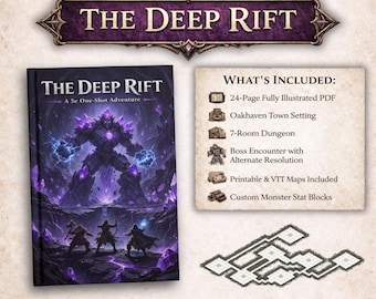 The Deep Rift 5e One-Shot Adventure – Levels 5-7, Printable VTT Maps