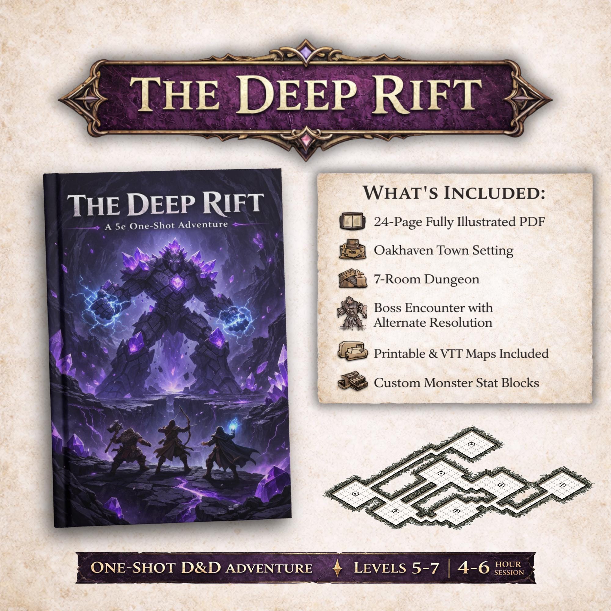 5e Rift The Deep Rift 5e One-shot Adventure – Levels 5-7, Printable VTT Maps - Etsy
