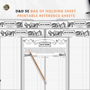 DnD Bag of Holding, D&D Inventory Management, Printable PDF, Compatible With Fifth Edition