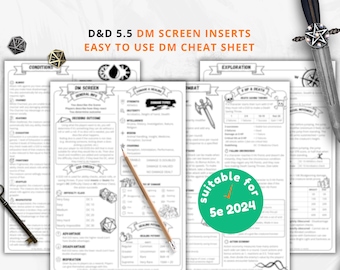 Dungeon Master Cheat Sheet: D&D 5e Quick Reference (Printable PDF, 2024 Update)