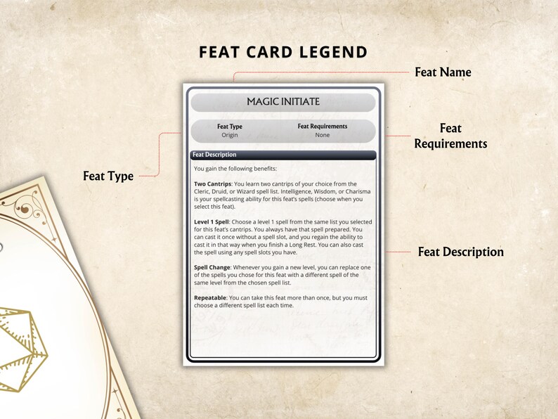 Dnd 5e Feat Cards: Printable Character Reference (PDF Download) - Etsy