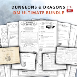 Paquete digital de Dungeon Master 5E: Hojas de trucos y hojas de personaje de DM (descarga en PDF)