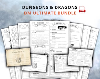 Dungeon Master 5E Digital Bundle: DM Cheat Sheets & Character Sheets (PDF Download)