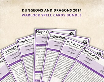 Warlock DnD 5e Spell Cards: Digital Download for Dungeons and Dragons