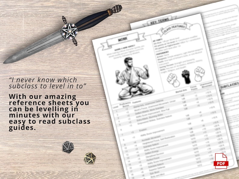 Monk Class Cheat Sheet: Dnd 5e Reference Guide (PDF Download 2024 ...