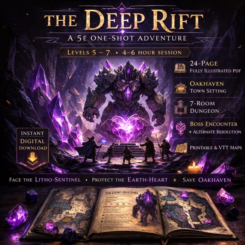 5e Rift The Deep Rift 5e One-shot Adventure – Levels 5-7, Printable VTT Maps - Etsy