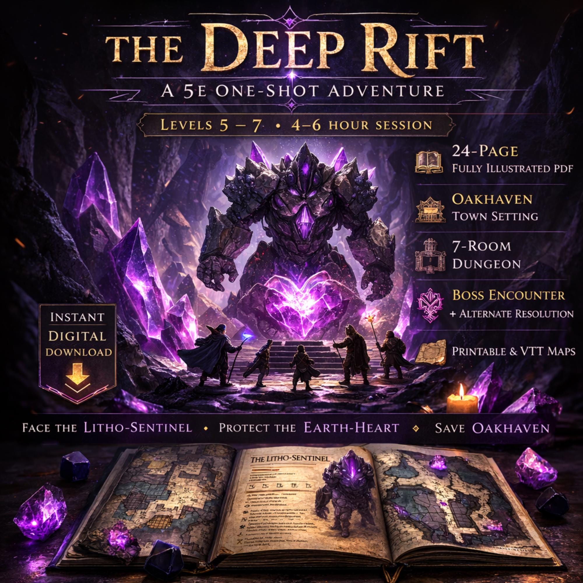 The Deep Rift 5e One-shot Adventure – Levels 5-7, Printable VTT Maps - Etsy