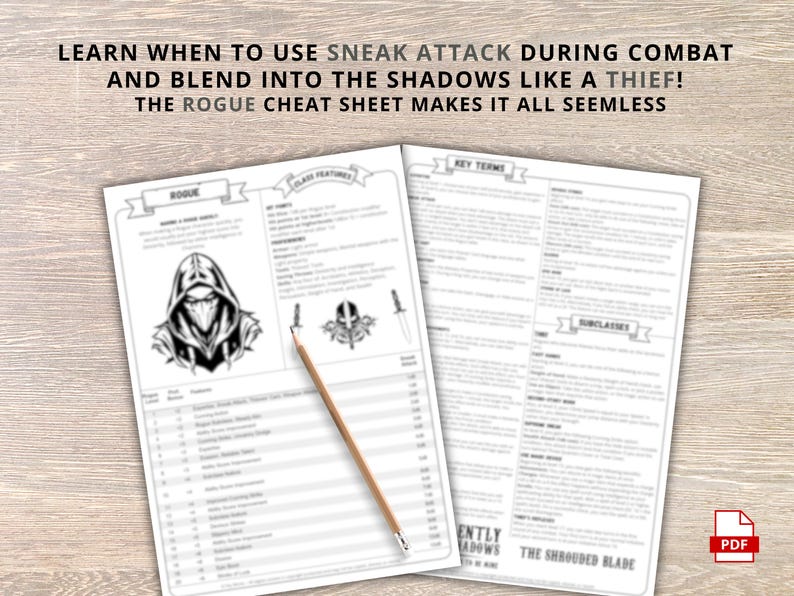 Rogue Class Cheat Sheet: D&D 5e Reference Guide (PDF Download 2024 ...