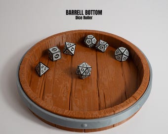 3D Printed Dice Tray, Barrel-Top Rolling Tray, DnD RPG